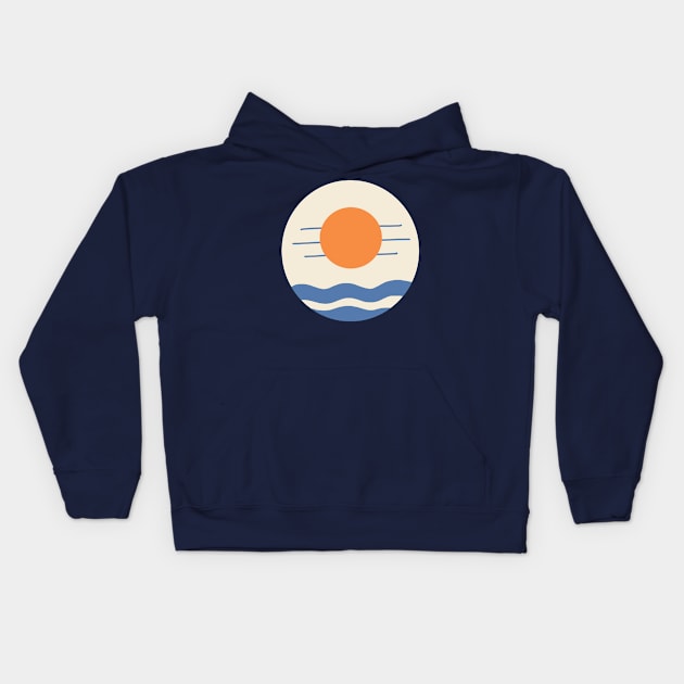 Sunset on beach Kids Hoodie by RiyanRizqi